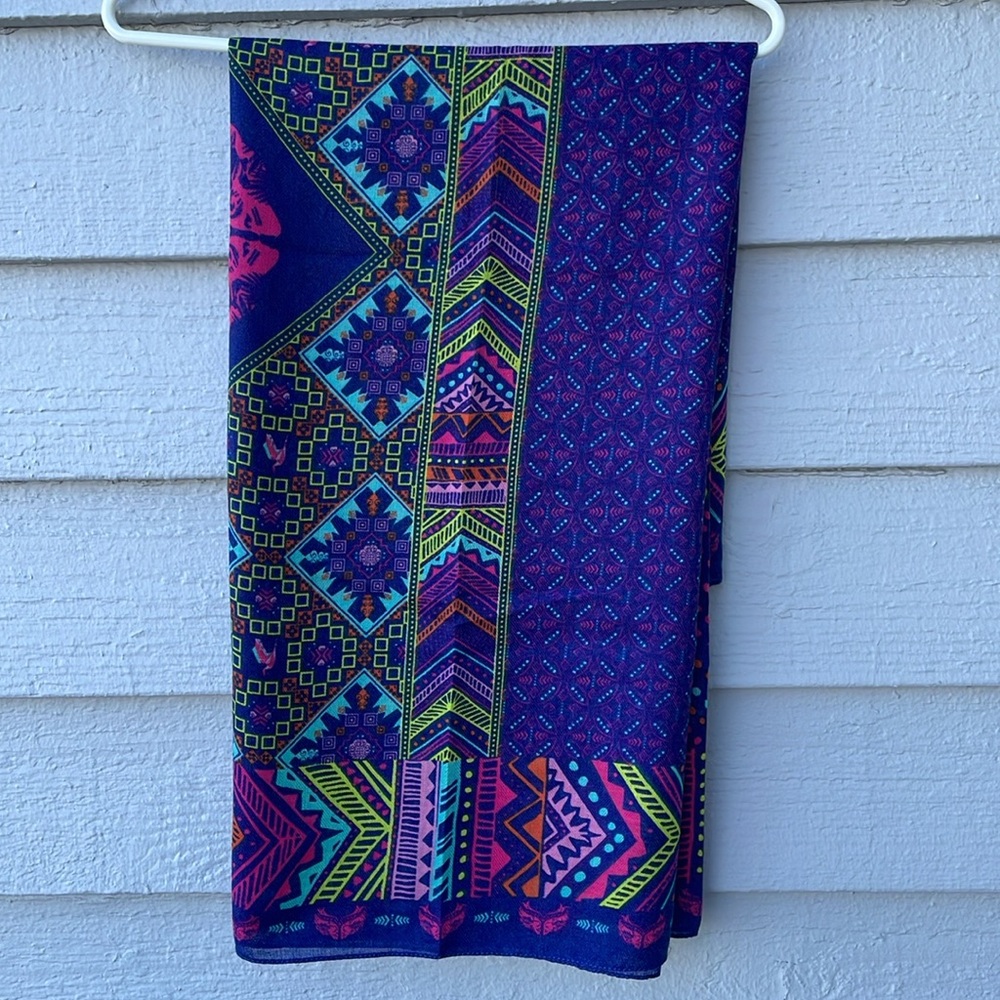 MIXED PRINT in Blues Wrap/Coverup/Scarf/Sarong
